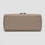 Vamtron Beige Structured Vanity Crossbody Bag with Double Zip Closure