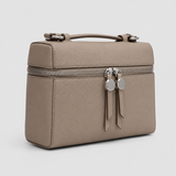 Vamtron Beige Structured Vanity Crossbody Bag with Double Zip Closure