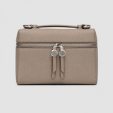 Vamtron Beige Structured Vanity Crossbody Bag with Double Zip Closure