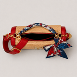 Vamtron Straw Woven Crossbody Shoulder Bag with Scarf Handle