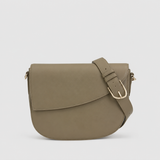 Vamtron Taupe Saddle Crossbody Bag
